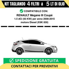 Tagliando per RENAULT Megane III Coupé 1.5 dCi 63 kw Diesel 2008-2015 - 5 Lt ...