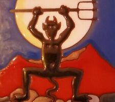 MATTONELLA IN COTTO DECORATIVA IL DIAVOLO SMALTATA DIPINTA  MANO ITALY THE DEVIL