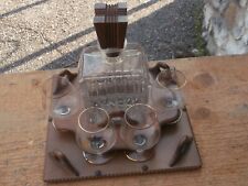 VINTAGE SET DI BICCHIERI COGNAC NAPOLEON CON BOTTIGLIA E VASSOIO DA BARCA YACHTS