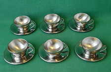 SET VINTAGE 6 TAZZINE+ 6 PIATTINI DA CAFFÈ IN ACCIAIO 18/8 BREVETTATO. BQ73