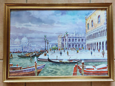 Opera unica acquerello "neve a Venezia" firmato Giovanni Ospitali in cornice