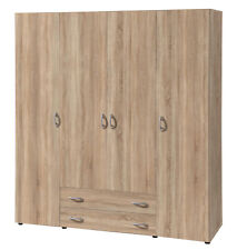Armadio a 4 ante battenti BALU con 2 cassetti in laminato. LAP 160x177x52 cm.