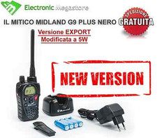 RICETRASMITTENTE MIDLAND G9 PLUS NERO WATERPROOF IPX5 VERSIONE EXPORT POTENZA 5W