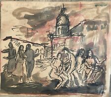 ACHILLE SDRUSCIA (1910-1994) GOUACHE 1942 ROMANE sua collezione privata firmato
