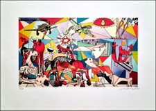 Serigrafia colori numerata firmata Max Sauvage omaggio a Picasso Guernica