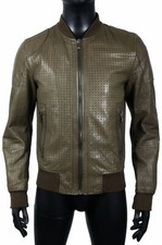 DOLCE & GABBANA RARE EXCLUSIVE PERFORATED ZIP LEATHER BOMBER JACKET BIKER COAT 