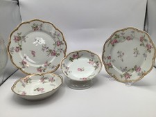 4 Pezzi Haviland Limoges Schleiger 87K Doppio Bordo Oro