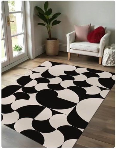 Tappeto lana nera fatto - in, a