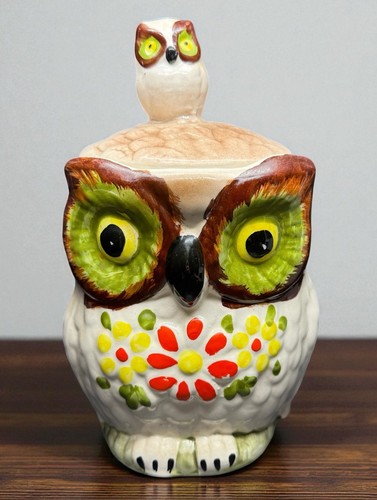 Vintage ceramic owl cookie - owl, jar