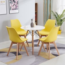Set Tavolo e Sedie da Pranzo Giallo 4 – 80 cm Rotondo Moderno Cucina Caffè