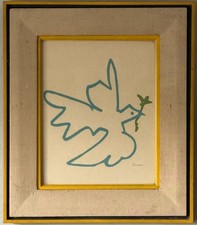 LITOGRAFIA ORIGINALE PABLO PICASSO VINTAGE MODERNA ASTRATTA COLOMBA DELLA PACE CUBISMO