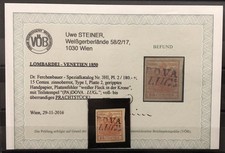 Lombardo Veneto 15 I Tipo 1850 Varietà Carta Costolata Difetto Cliché Corona