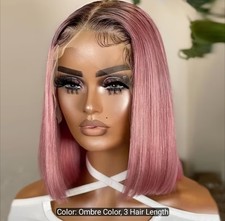Parrucca donna rosa corta bob