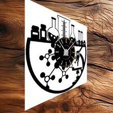 Orologio in vinile da parete Chimica Ampolle atomi molecole microscopio LP 33 
