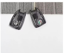 Guscio portachiavi di ricambio Carbon NERO per Alfa Romeo NERO ARGENTO logo 1pz