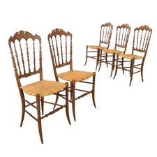 Gruppo di Sedie Chiavarine Antiche Acero Tornite Italia XIX Secolo Originali