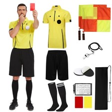 Soccer Referee Kit Pro Soccer Referee Shirt Jersey,Ref Costume Shorts,Coach W...