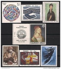 Francia 1980 Dipinti d'arte Durer Modigliani Le Nain Y Agam/Arte cinetica Bach MNH