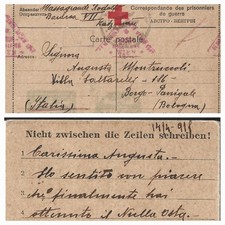 WW1 1918 FRANCHIGIA CROCE ROSSA PRIGIONIERI DA CAMPO DI KATZENAU