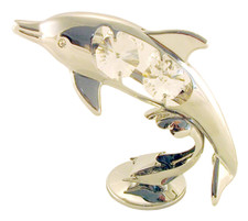 DELFINO ARGENTATO CON OCCHI DI CRISTALLO CRYSTOCRAFT SWAROVSKI BOMBONIERE