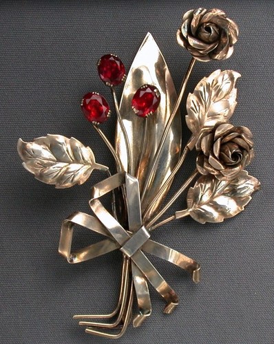 Spilla bouquet rosa - , sterling