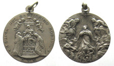 *TRIU* MEDAGLIA RELIGIOSA MARIANA REGINA DEL SS. ROSARIO IN METALLO BIANCO