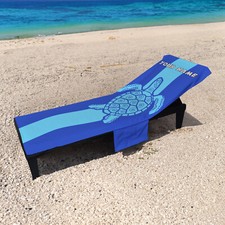Personalizzato Blu Mare Turtle- Lunghezza Intera Lettino Solare Telo con Tasca