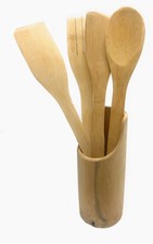 ​​Set 4 mestoli in legno – con portamestoli per cucina​