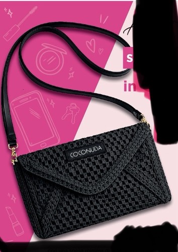 Borsa tracolla paglia nera