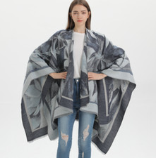 DONNA lana PONCHO grigio