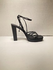 JEFFREY CAMPBELL DONNA PUNTA QUADRATA CINTURINO NERO STRINGATO TACCO ALTO PRESECCO 9,5