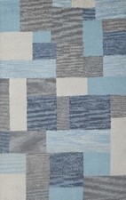 Tappeto Moderno In Lana Blu E