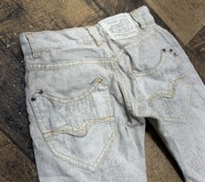 Pantalone jeans bambino Replay & Sons taglia 28 bambino elasticizzato usato bianco lavaggio denim lino
