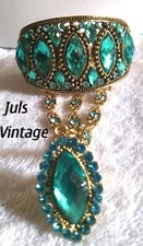 MAGNIFICO BRACCIALE+ANELLO VINTAGE '40 ACQUAMARINA, ZAFFIRI, LEGA ARGENTO/ORO!