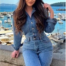 Salopette donna Zara blu denim