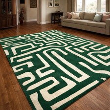 Tappeto in lana verde fatto a