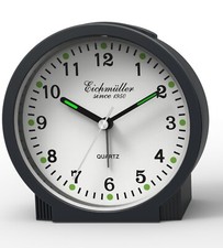 Sveglia Eichmüller nera con secondi striscianti senza fastidiosi tick tack 