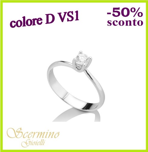 Anello solitario oro - anello, bianco
