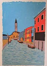 LITOGRAFIA FIRMATA GUSTAVO BOLDRINI ( VENEZIA 1927 -1987 ) SCORCIO DI VENEZIA