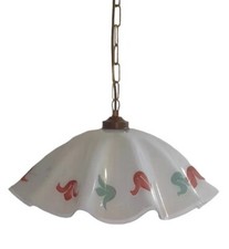 Lampadario sospensione Da cucina in vetro Rustica classica 1 Luce Bianca Rossa