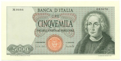 5000 lire cristoforo colombo - colombo, i