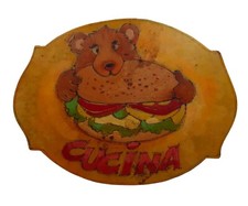*HH* Placca legno orso bear panino sandwich cucina insegna targa cartello 