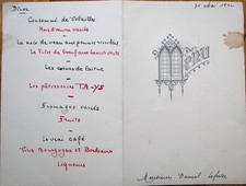 Menu french 1942 handwritten - menu:,