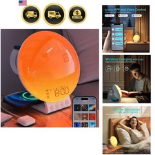 Sveglia Sunrise Ricarica Wireless Luce Notturna Macchina Suono Bambini Adulti
