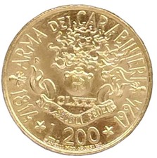 200 LIRE - 180° ANNIVERSARIO ARMA DEI CARABINIERI - 1994. Moneta Originale. 