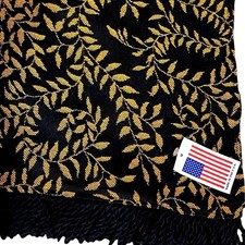 Made in USA Edera Vite Tessuto Lancio Coperta Arazzo Damascato Nero Oro 50x60" NUOVO