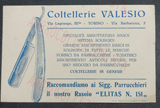 Biglietto Cartoncino Pubblicitario Inizi 900 - Rasoio Coltellerie Valesio Torino