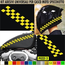 L122 Kit 2 Adesivi (PEZZI 2)Casco moto serbatoio scacchi fasce strisce 55x5cm