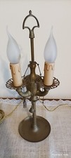 LAMPADA LUME ANTICO ANTIQUARIATO ANNI 60 BRONZO METALLO 2 PUNTI LUCE ALTEZZA 43 