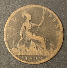 GBR, ONE PENNY, 1892 J